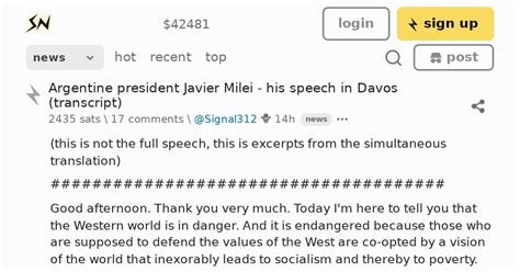 javier milei davos speech transcript